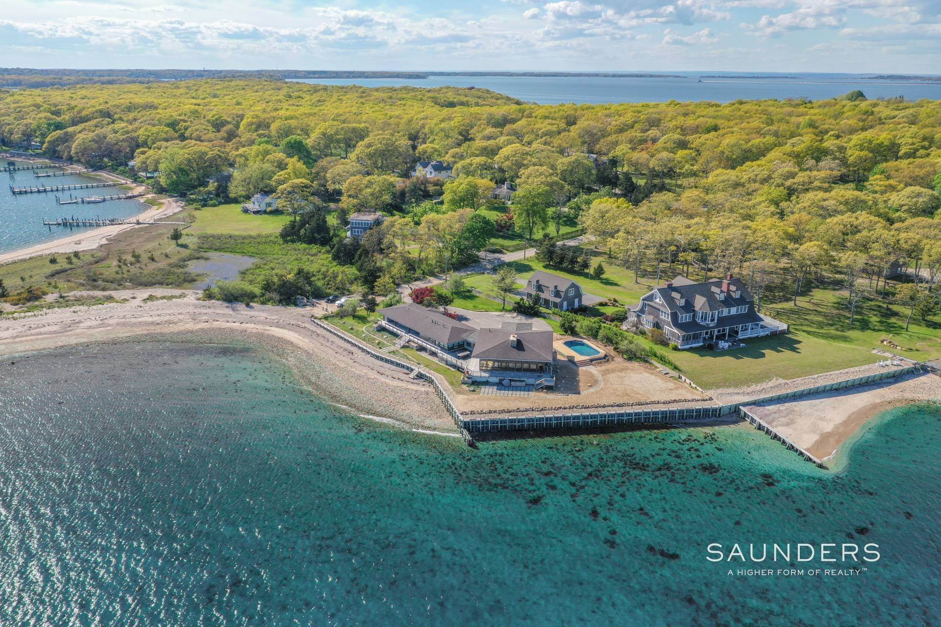 Single Family Homes for Sale at Shelter Island Dramatic Beach House With Pool, 180-Degree Views 6 Club Drive, Shelter Island, NY 11964