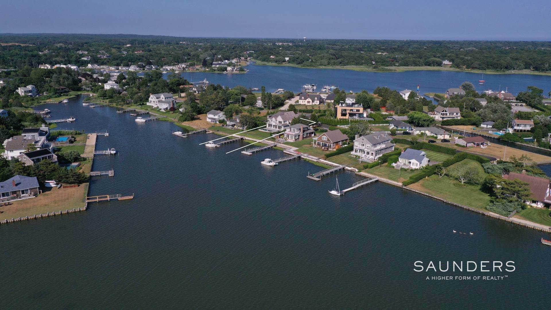 31. Single Family Homes for Sale at Waterfront Oasis - Spectacular Sunsets - Deep Water Dock 5 Middle Pond Lane, Southampton, NY 11968