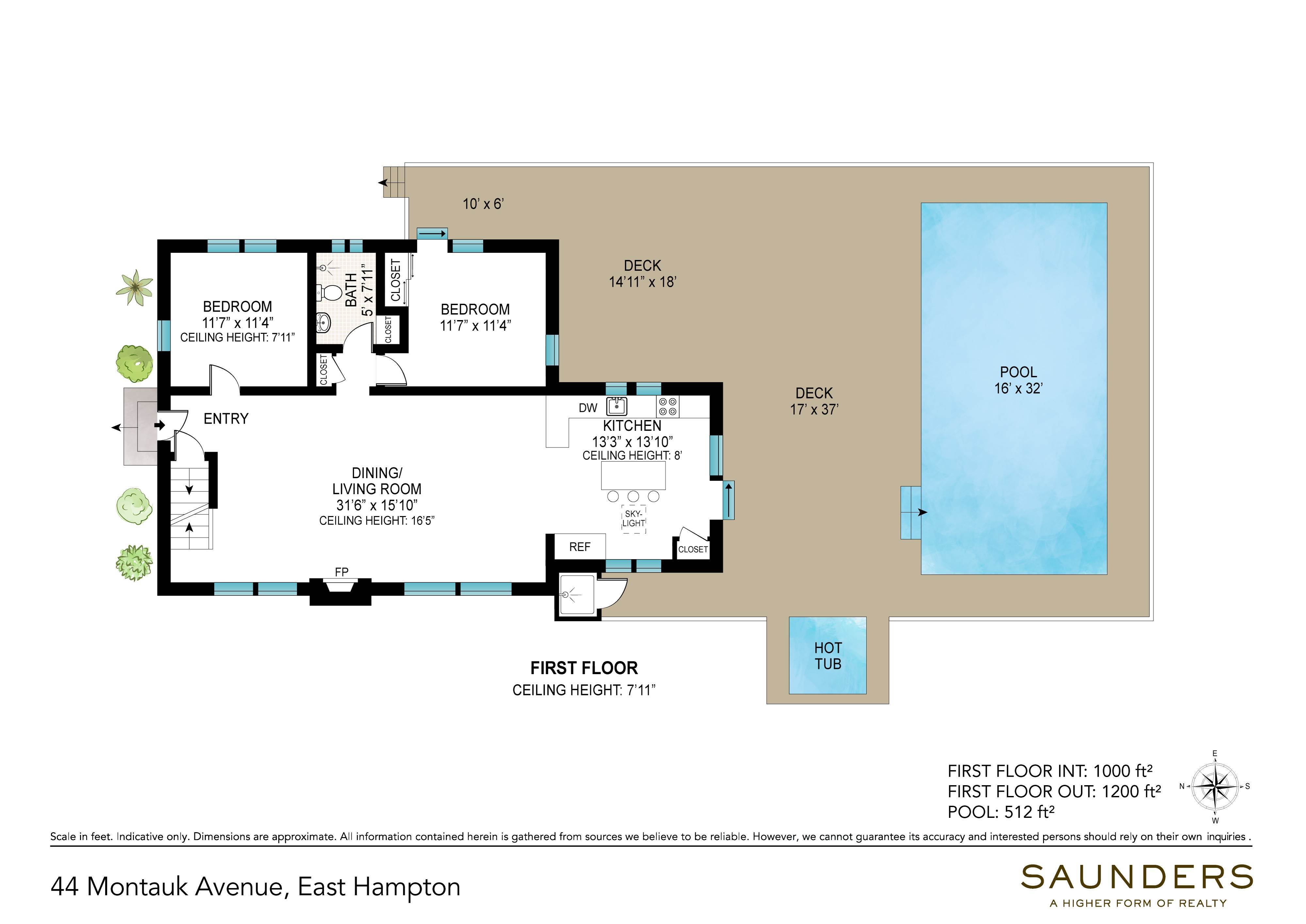 Single Family Homes for Sale at Sunny East Hampton Escape With Heated Pool & Spa 44 Montauk Avenue, East Hampton, NY 11937